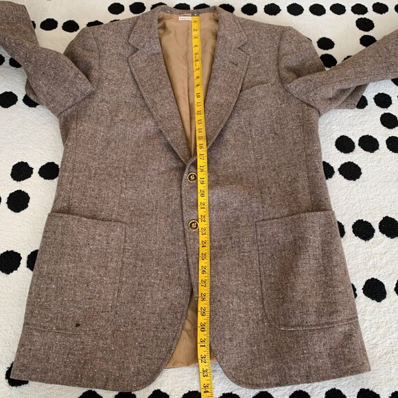 Brioni Vintage Tweed Blazer Sport Coat Mens 46 Brown Wool Metal Buttons Jacket - Picture 14 of 16